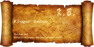 Kluger Becse névjegykártya